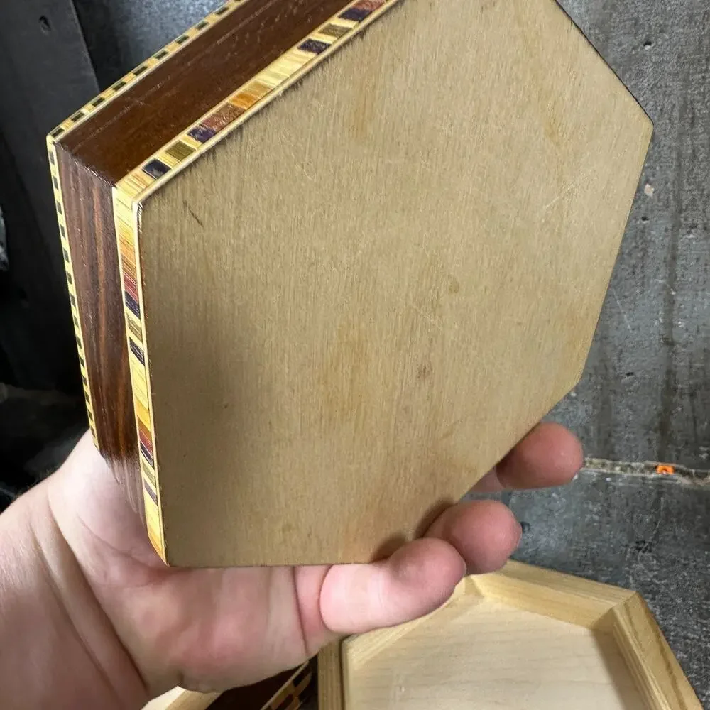 2 Hexagon Inlaid Style thin wooden‎ Handmade Boxes
